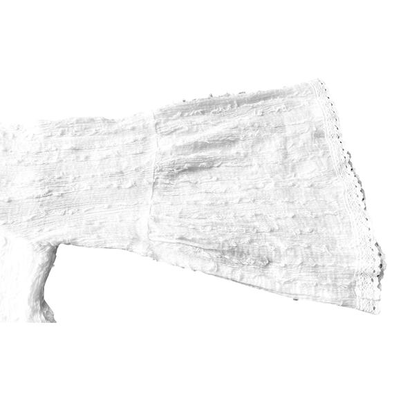 PAISLEY VINE BELL SLV RND NECK MIDI WAIST DRESS, WOMEN, M-WHITE/IVORY, LACE TRIM - Picture 9 of 12